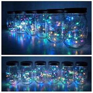 Decorman Solar Mason Jar Lid Lights, 6 Pack 20 LED Waterproof String Fairy Star Firefly Jar Lids Lights for Patio Garden Yard Lawn Party Wedding Christmas Decoration(Jars & Hangers Not Included)