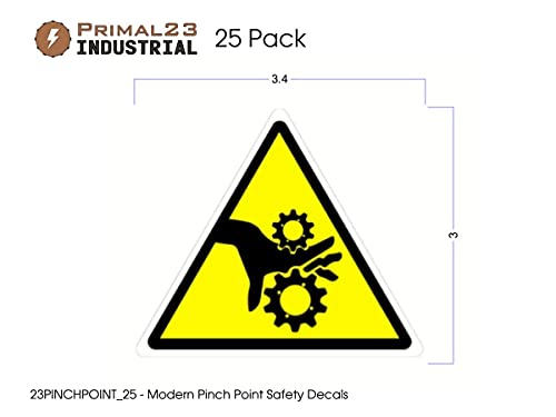 (25 Pack) - 3" Modern Triangular Pinch Point Safety Stickers - Yellow and Black Pinch Point Safety Stickers