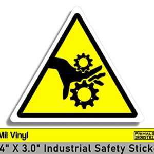 (25 Pack) - 3" Modern Triangular Pinch Point Safety Stickers - Yellow and Black Pinch Point Safety Stickers