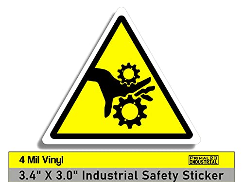 (25 Pack) - 3" Modern Triangular Pinch Point Safety Stickers - Yellow and Black Pinch Point Safety Stickers