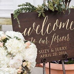 Custom Wooden Welcome Sign for Rustic Weddings: Display Date & Couple Name, Personalized Welcome Wedding Sign, Weathered Oak Stain Wood Sign, Wedding & Reception Decorations