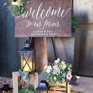 Custom Wooden Welcome Sign for Rustic Weddings: Display Date & Couple Name, Personalized Welcome Wedding Sign, Weathered Oak Stain Wood Sign, Wedding & Reception Decorations