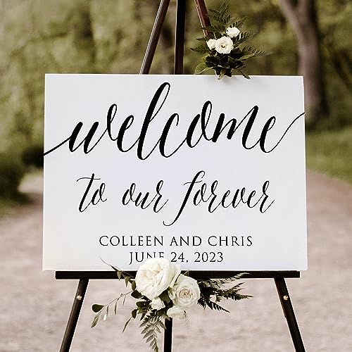 Custom Wooden Welcome Sign for Rustic Weddings: Display Date & Couple Name, Personalized Welcome Wedding Sign, Weathered Oak Stain Wood Sign, Wedding & Reception Decorations