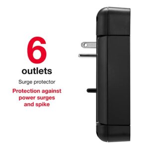 Rocketfish 6-Outlet/2-USB Swivel Wall Tap Surge Protector - Provides Protection & Convenient Mobile Phone Charging - Black