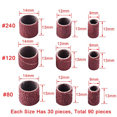 AUSTOR 192 Pcs Sanding Drum Kit with Free Box Including 180 Pcs Drum Sander Nail Sanding Band Sleeves and 12 Pcs Drum Mandrels