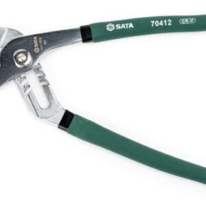 SATA 10-Inch Tongue-and-Groove Pliers, Straight Jaw Design, with Chrome Vanadium Steel Construction and Green Dipped Handles - ST70412ST