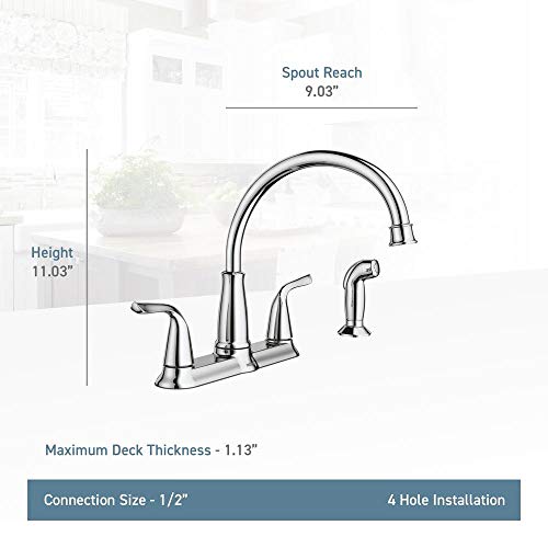 MOEN Brecklyn 2-Handle Standard Kitchen Faucet with Side Sprayer in Chrome