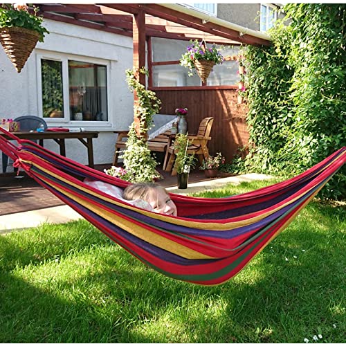 Anyoo Garden Cotton Hammock Comfortable Fabric Hammock with Tree Straps for Hanging Durable Hammock Up to 660lbs Portable Hammock with Travel Bag,Perfect for Camping Outdoor/Indoor Patio Backyard