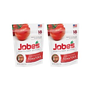 jobe’s tomato fertilizer spikes 6-18-6 time release fertilizer, 18 spikes per resealable waterproof pouch (2-pack)