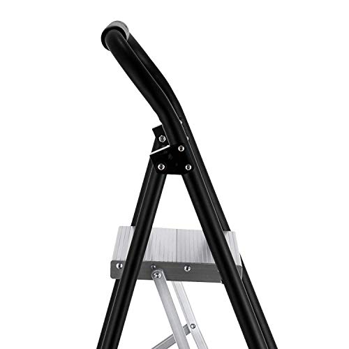 Mophorn Step Ladder 2-in-1 Convertible Aluminum Folding Step Ladder 175LBS Hand Truck Cart Dolly with Two Wheels (3-Steps)