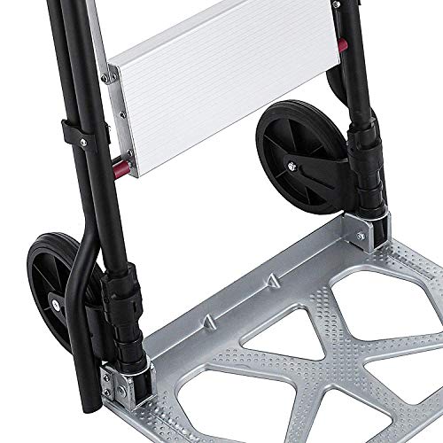 Mophorn Step Ladder 2-in-1 Convertible Aluminum Folding Step Ladder 175LBS Hand Truck Cart Dolly with Two Wheels (3-Steps)