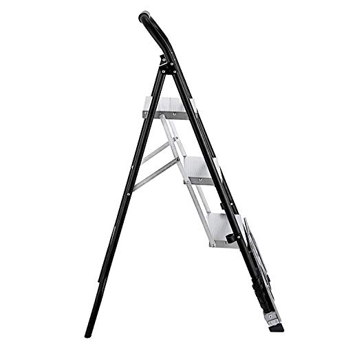 Mophorn Step Ladder 2-in-1 Convertible Aluminum Folding Step Ladder 175LBS Hand Truck Cart Dolly with Two Wheels (3-Steps)