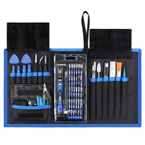 syntus electronic repair tool kit with magnetic driver kit, 80 in 1 professional precision screwdriver set with portable pouch for iphone, ipad, macbook, gaming console, controller, black and blue