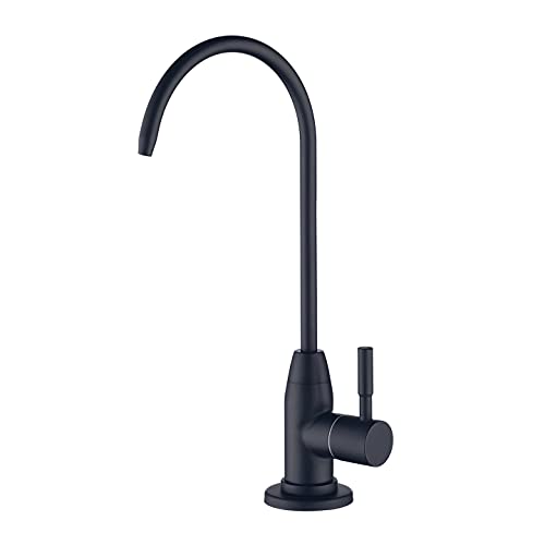 Drinking Water Faucet SUS304 Stainless Steel 100% Lead-Free Heavy Duty Faucet 90° Single Handle 360° Swing Spout Brass Ceramic Cartridge Matte Black