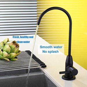 Drinking Water Faucet SUS304 Stainless Steel 100% Lead-Free Heavy Duty Faucet 90° Single Handle 360° Swing Spout Brass Ceramic Cartridge Matte Black