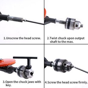 Swpeet Powerful Speedy Hand Drill 1/4-Inch Capacity with 13Pcs Drill Bit Set, Mini Hand Drill Manual ¼ inch with Finely Cast Steel Double Pinions Design, Chucks and Grip Handle for Woods, Plastics