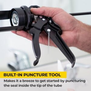 AWF PRO Caulking Gun - Heavy Duty, Rotating Barrel, 29 oz Caulk Gun, 18:1 Thrust Ratio, Ideal For Contractors and DIY. Features Ladder Hook, Sintered Steel Catch Plate, Pivoting Barrel