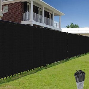 e&k sunrise 8' x 25' privacy fence screen with grommets, outdoor windscreen fence covering privacy screen uv blockage for backyard garden patio, zip ties included (black)