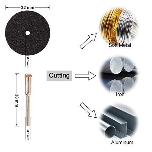 53𝙋𝙘𝙨 𝘾𝙪𝙩𝙩𝙞𝙣𝙜 𝙒𝙝𝙚𝙚𝙡 𝙎𝙚𝙩 for Rotary Tool, GOXAWEE 1/8’’ Shank 545 Diamond Cutting Wheel, Mini HSS Cut Off Saw Blades, Resin Cutting Discs with Mandrels for Stone Wood Metal