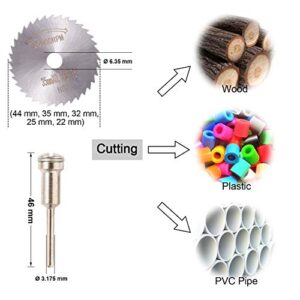 53𝙋𝙘𝙨 𝘾𝙪𝙩𝙩𝙞𝙣𝙜 𝙒𝙝𝙚𝙚𝙡 𝙎𝙚𝙩 for Rotary Tool, GOXAWEE 1/8’’ Shank 545 Diamond Cutting Wheel, Mini HSS Cut Off Saw Blades, Resin Cutting Discs with Mandrels for Stone Wood Metal