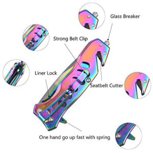 ALBATROSS EDC Cool Sharp Tactical Folding Pocket Knife,SpeedSafe Spring Assisted Opening Knifes with Liner Lock,Pocketclip,Glass Breaker,Seatbelt Cutter(Multi)