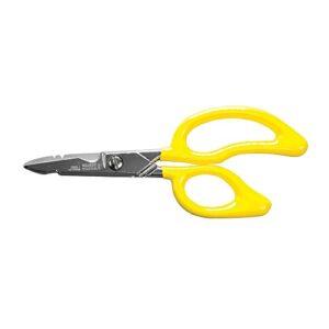 klein tools 26001 scissors, all-purpose electrician's scissors with cable cutting notch, serrated blades, deburr notch, 6.75-inch