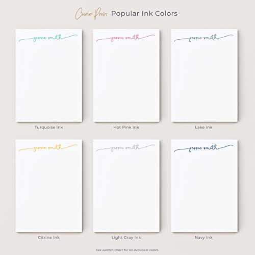 Pretty Swash Script Personalized Stationery - Small Notepad 5x7 w/ 50 Printed Sheets – Cute Personalized Stationery – Simple & Classy Desk Supplies – Customizable to 8x10 Inches - Swash Script Notepad