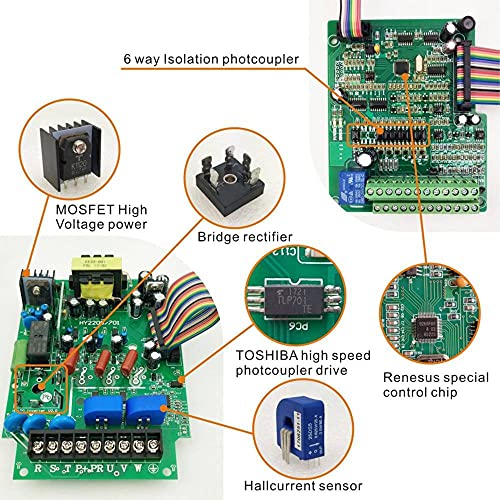 Huanyang VFD,single to 3 Phase,Variable Frequency Drive,2.2kW 3HP 220V input AC 10A for Motor Speed Control,HY Series