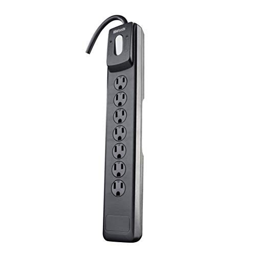 Woods 41496 Surge Protector With Safety Overload Feature 7 Outlets And 10 Ft Cord For 1440J Of Protection, Black