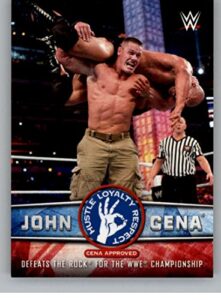 2017 topps wwe then now forever john cena tribute #32 john cena defeats the rock for the wwe champio