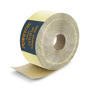 POWERTEC 4RA1115 Longboard Continuous Roll 2-3/4” by 25 Yard Sanding Paper, Gold 150 Grit Aluminum Oxide Abrasive Adhesive Backed Sandpaper for Woodworking