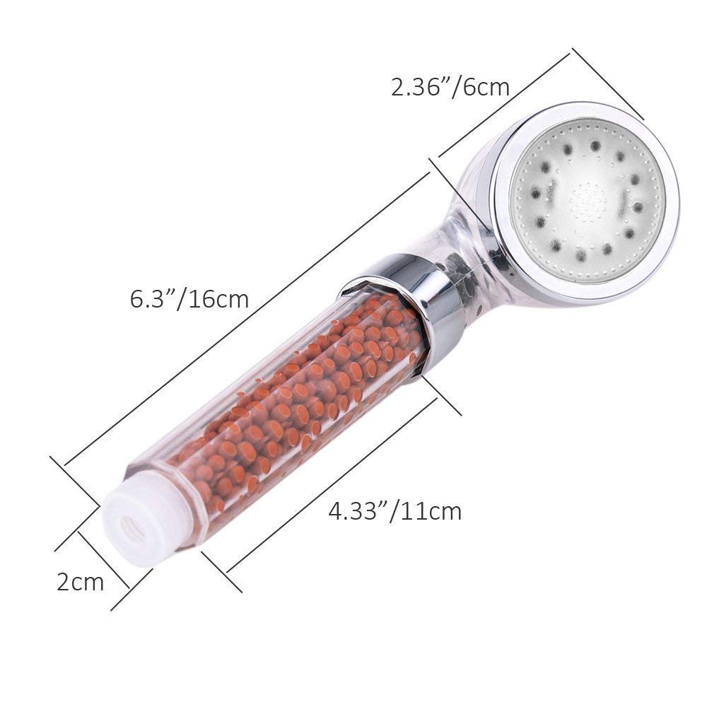 PRUGNA LED Shower Head with Hose and Shower Arm Bracket, High-Pressure Filter Handheld Shower for Repair Dry Skin and Hair Loss - Color Changes with Water Temperature