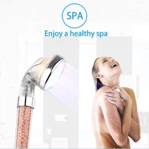 PRUGNA LED Shower Head with Hose and Shower Arm Bracket, High-Pressure Filter Handheld Shower for Repair Dry Skin and Hair Loss - Color Changes with Water Temperature