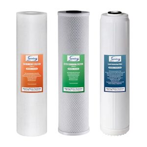 ispring f3wgb32bpb 4.5” x 20” 3-stage whole house water filter replacement pack with sediment, carbon block, and lead reducing cartridges, fits wgb32b-pb, white