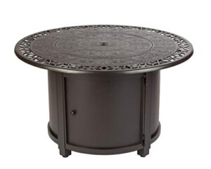 fire sense 62410 longpoint round aluminum lpg fire pit table attractive mocha finish - antique bronze