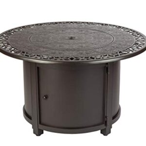 Fire Sense 62410 Longpoint Round Aluminum LPG Fire Pit Table Attractive Mocha Finish - Antique Bronze