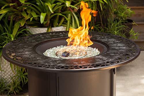 Fire Sense 62410 Longpoint Round Aluminum LPG Fire Pit Table Attractive Mocha Finish - Antique Bronze