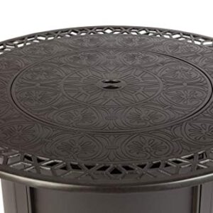 Fire Sense 62410 Longpoint Round Aluminum LPG Fire Pit Table Attractive Mocha Finish - Antique Bronze