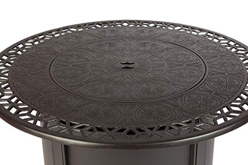 Fire Sense 62410 Longpoint Round Aluminum LPG Fire Pit Table Attractive Mocha Finish - Antique Bronze