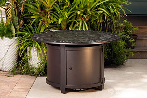 Fire Sense 62410 Longpoint Round Aluminum LPG Fire Pit Table Attractive Mocha Finish - Antique Bronze