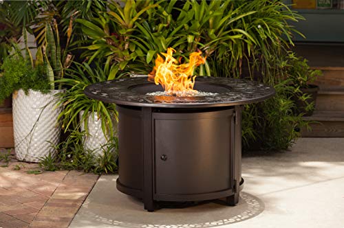 Fire Sense 62410 Longpoint Round Aluminum LPG Fire Pit Table Attractive Mocha Finish - Antique Bronze