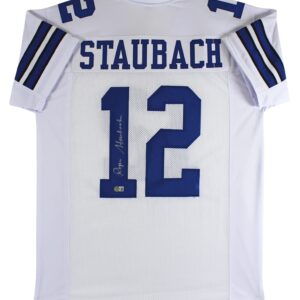 Roger Staubach Authentic Signed White Pro Style Jersey BAS