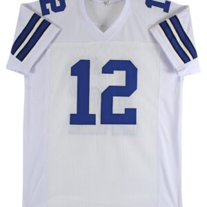 Roger Staubach Authentic Signed White Pro Style Jersey BAS