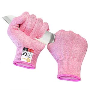 evridwear cut resistant gloves food grade level 5 kitchen safety protection (medium, pink)