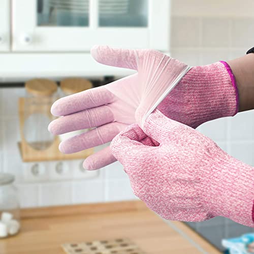 Evridwear Cut Resistant Gloves Food Grade Level 5 Kitchen Safety Protection (Medium, Pink)