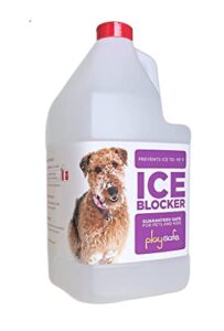 chloride free liquid ice blocker: safe for pets, plants and the environment. easy to use and store, cuts cleanup time by eliminating ice removal. one gallon replaces 120 pounds of ice melt.