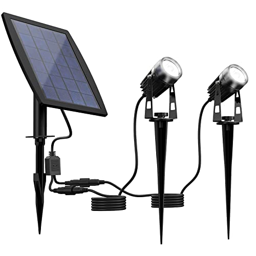 DINGLILIGHTING Solar Spot Lights Outdoor, LED Solar Landscape Spotlights, Solar Powered Wall Lights 2-in-1 Waterproof Solar Landscaping Light for Yard Garden Driveway Patio Lawn, Auto On Off Daylight