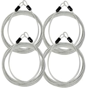 lumintrail 4 foot 3mm (1/8th inch) braided steel coated security cable luggage lock safety cable wire double loop (4 pack)