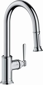 axor montreux chrome high arc kitchen faucet, kitchen faucets with pull down sprayer, faucet for kitchen sink, magnetic docking spray head, chrome 16581001