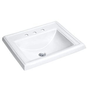 miseno mld-2318-3-w miseno mld-2318-3 23" drop in bathroom sink with 3 holes drilled and overflow